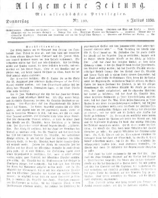 Allgemeine Zeitung Donnerstag 8. Juli 1830