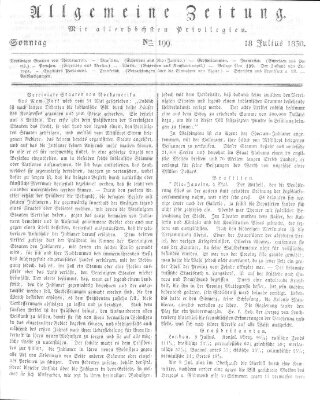 Allgemeine Zeitung Sonntag 18. Juli 1830