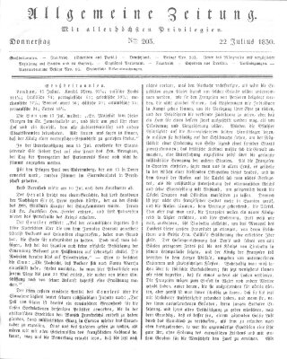 Allgemeine Zeitung Donnerstag 22. Juli 1830