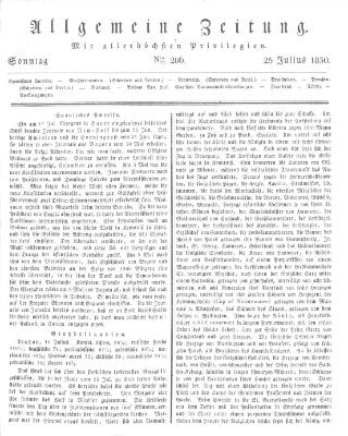 Allgemeine Zeitung Sonntag 25. Juli 1830