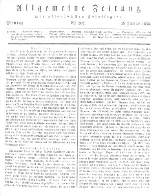 Allgemeine Zeitung Montag 26. Juli 1830