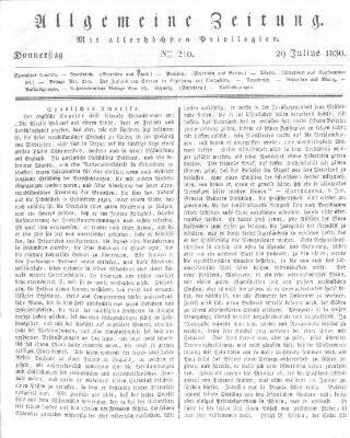 Allgemeine Zeitung Donnerstag 29. Juli 1830