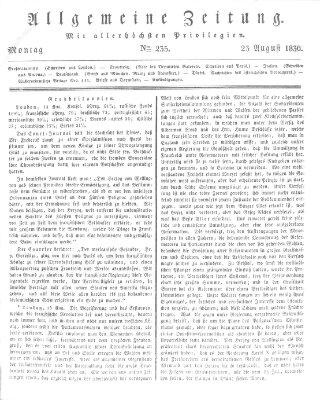 Allgemeine Zeitung Montag 23. August 1830