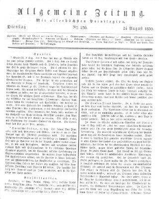 Allgemeine Zeitung Dienstag 24. August 1830