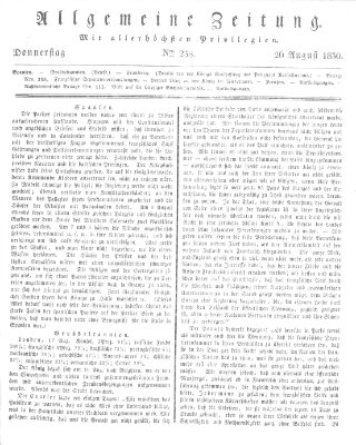 Allgemeine Zeitung Donnerstag 26. August 1830