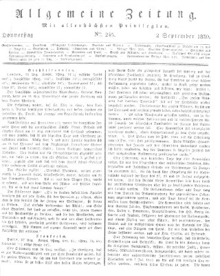 Allgemeine Zeitung Donnerstag 2. September 1830