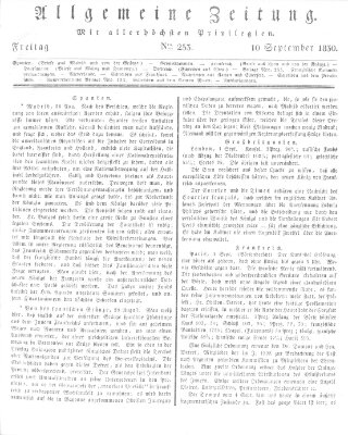 Allgemeine Zeitung Freitag 10. September 1830