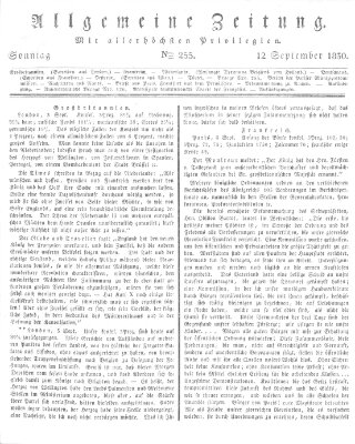Allgemeine Zeitung Sonntag 12. September 1830
