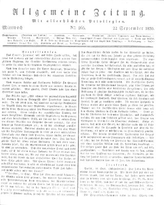 Allgemeine Zeitung Mittwoch 22. September 1830