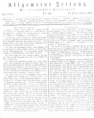 Allgemeine Zeitung Sonntag 26. September 1830