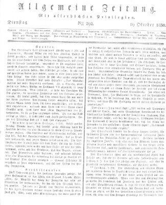 Allgemeine Zeitung Dienstag 19. Oktober 1830