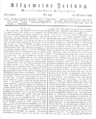 Allgemeine Zeitung Dienstag 26. Oktober 1830