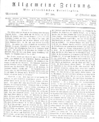 Allgemeine Zeitung Mittwoch 27. Oktober 1830