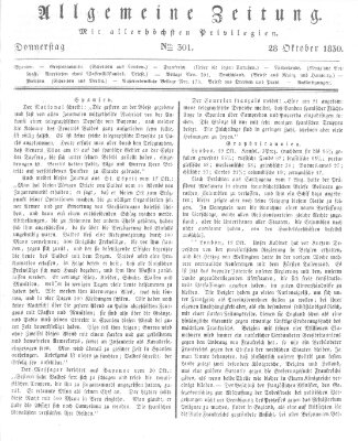 Allgemeine Zeitung Donnerstag 28. Oktober 1830