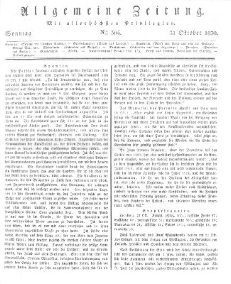 Allgemeine Zeitung Sonntag 31. Oktober 1830