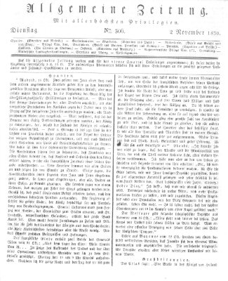 Allgemeine Zeitung Dienstag 2. November 1830