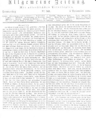 Allgemeine Zeitung Donnerstag 4. November 1830