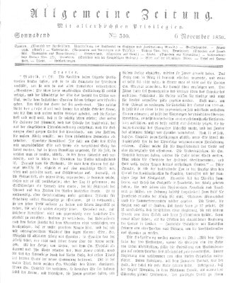 Allgemeine Zeitung Samstag 6. November 1830