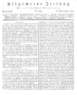 Allgemeine Zeitung Mittwoch 24. November 1830