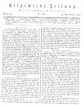 Allgemeine Zeitung Montag 29. November 1830