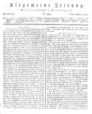 Allgemeine Zeitung Sonntag 5. Dezember 1830