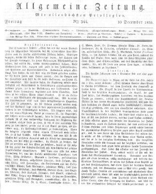 Allgemeine Zeitung Freitag 10. Dezember 1830