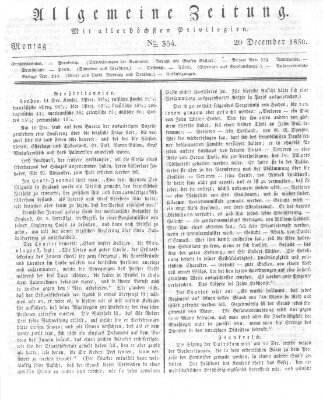 Allgemeine Zeitung Montag 20. Dezember 1830