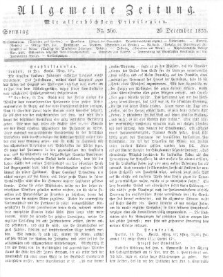 Allgemeine Zeitung Sonntag 26. Dezember 1830