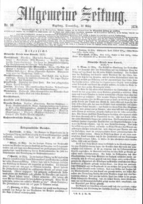 Allgemeine Zeitung Donnerstag 31. März 1870