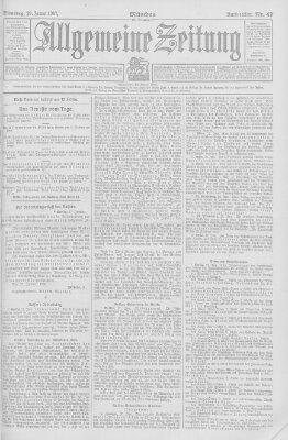 Allgemeine Zeitung Dienstag 29. Januar 1907