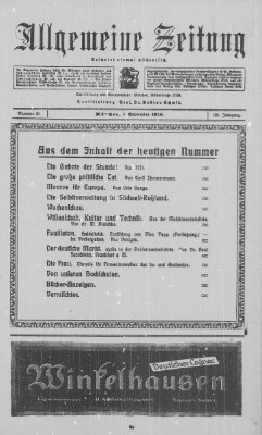 Allgemeine Zeitung Sonntag 1. September 1918