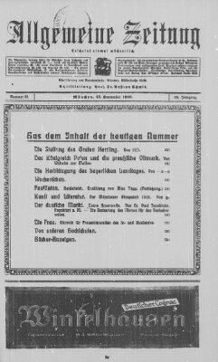 Allgemeine Zeitung Sonntag 15. September 1918