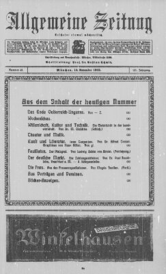 Allgemeine Zeitung Sonntag 10. November 1918