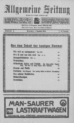 Allgemeine Zeitung Sonntag 1. Dezember 1918