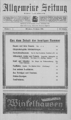 Allgemeine Zeitung Sonntag 18. Januar 1920