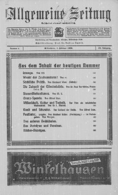 Allgemeine Zeitung Sonntag 1. Februar 1920