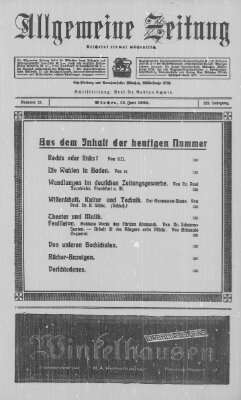 Allgemeine Zeitung Sonntag 13. Juni 1920