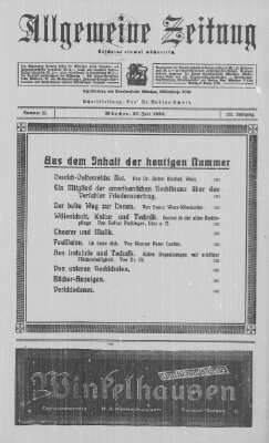 Allgemeine Zeitung Sonntag 27. Juni 1920