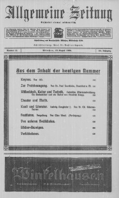 Allgemeine Zeitung Sonntag 15. August 1920