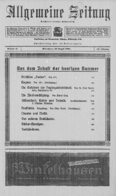 Allgemeine Zeitung Sonntag 22. August 1920