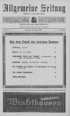 Allgemeine Zeitung Sonntag 29. August 1920