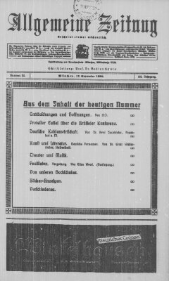 Allgemeine Zeitung Sonntag 12. September 1920