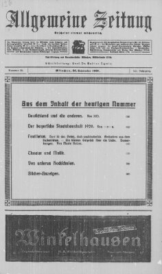 Allgemeine Zeitung Sonntag 26. September 1920