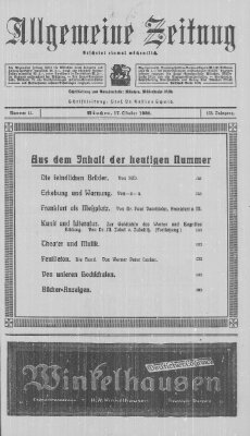 Allgemeine Zeitung Sonntag 17. Oktober 1920