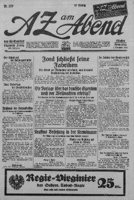 AZ am Abend (Allgemeine Zeitung) Donnerstag 2. Dezember 1926