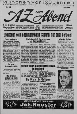 AZ am Abend (Allgemeine Zeitung) Donnerstag 19. Januar 1928