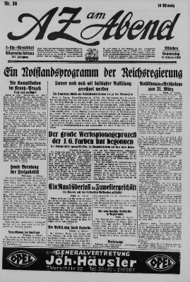 AZ am Abend (Allgemeine Zeitung) Thursday 16. February 1928