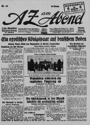 AZ am Abend (Allgemeine Zeitung) Mittwoch 22. Februar 1928