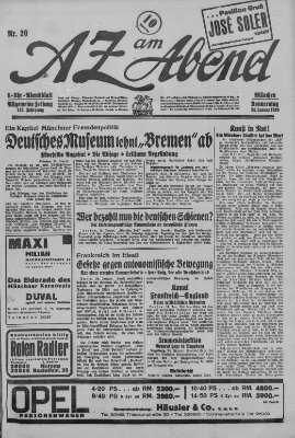 AZ am Abend (Allgemeine Zeitung) Donnerstag 24. Januar 1929