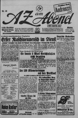 AZ am Abend (Allgemeine Zeitung) Samstag 23. Februar 1929